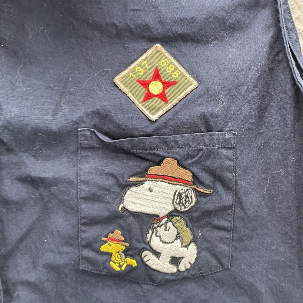 Peanuts Button Sleeveless Top Women XL Snoopy Camp Troop Leader Scouts Hike Gorp - Picture 3 of 10